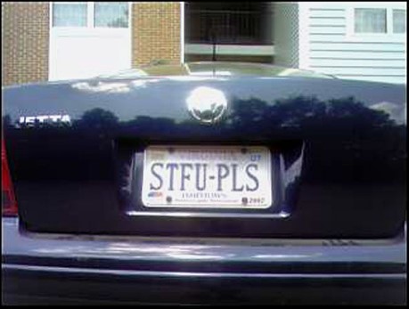 STFU PLS license plate
