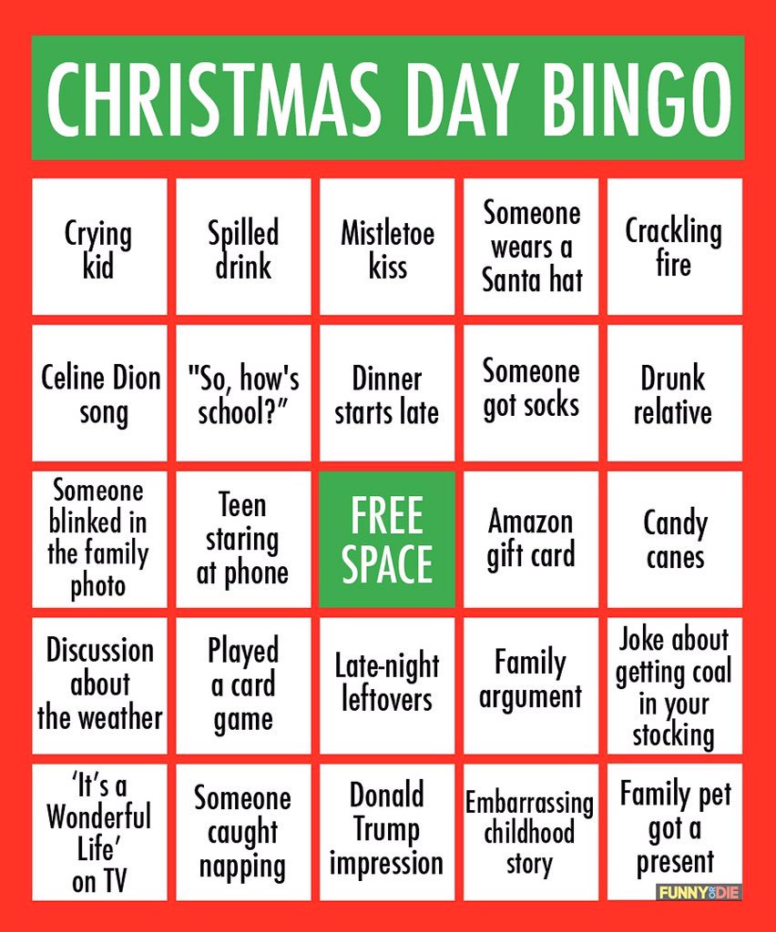 Christmas rush gunny bingo sheet